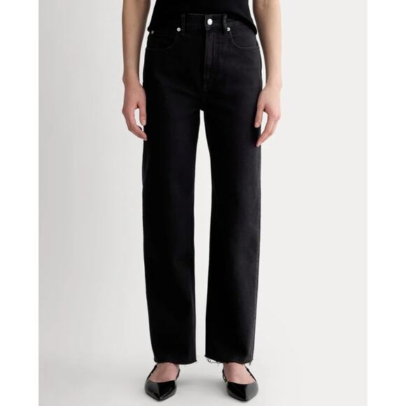 Everlane Jeans Womens Size 29 Long Black The Way High Organic Cotton Raw Hem - Picture 4 of 16